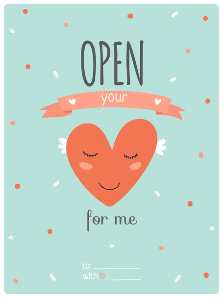 Card with lovely heart - Vector, afbeelding