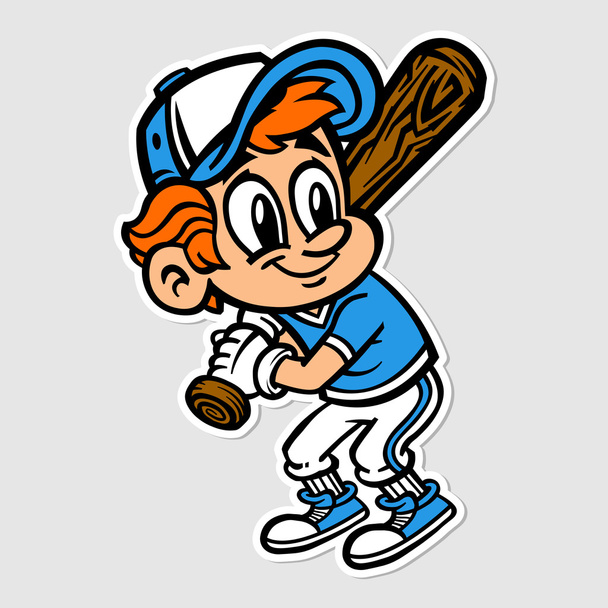 Joueur de baseball Kid vecteur dessin animé
 - Vecteur, image