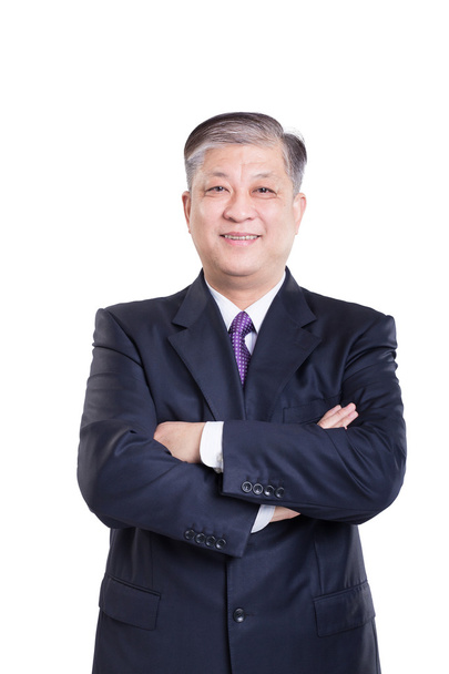 old Asian businessman in black suit  - Photo, Image