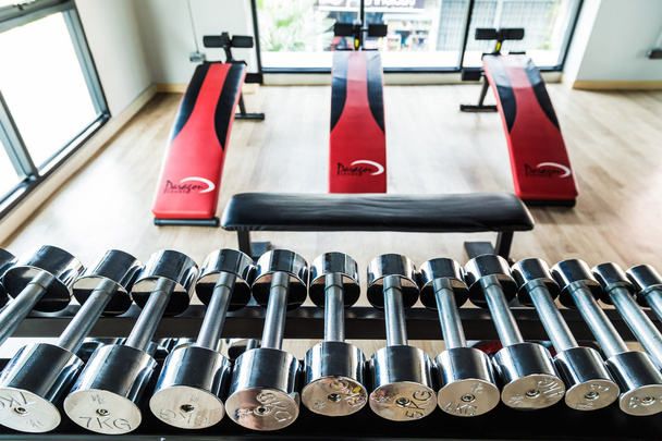 Rows of stainless dumbbell in the gym - Photo, Image