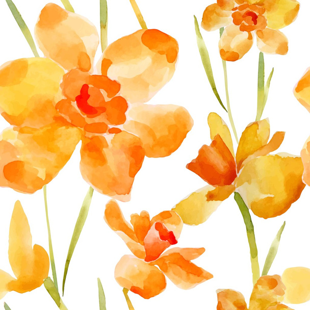 Watercolor flowers seamless pattern. - Wektor, obraz