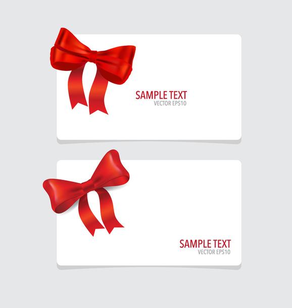 Cards with red ribbons - Vector, imagen