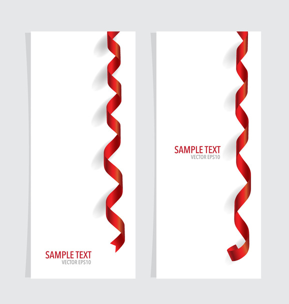 Cards with red ribbons - Vector, afbeelding