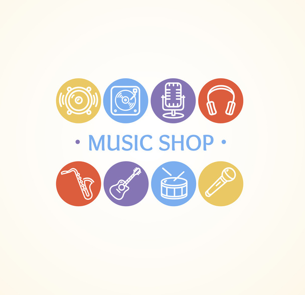 Music Shop Concept. Vector - Vecteur, image