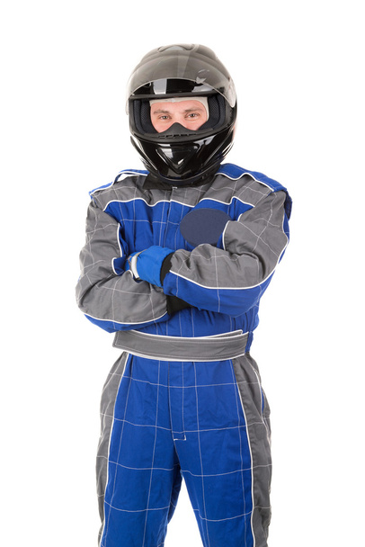 レーシング ドライバーのヘルメットを着用 - 写真・画像