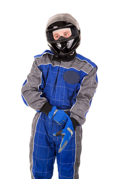 レーシング ドライバーのヘルメットを着用 - 写真・画像
