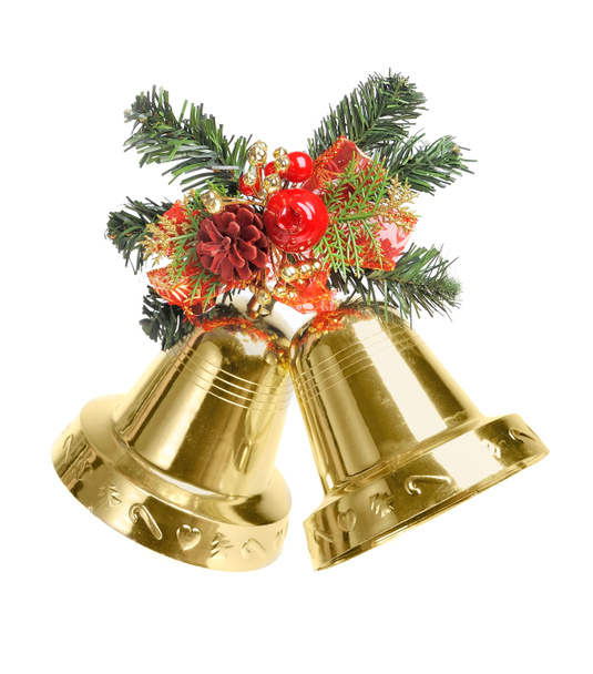 zvony s vánoční výzdobou izolovaných na bílém pozadí - Fotografie, Obrázek