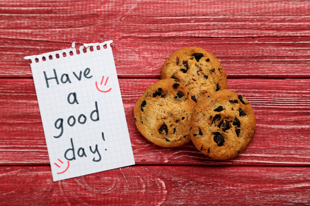 Have a good day card note with cookies - Φωτογραφία, εικόνα