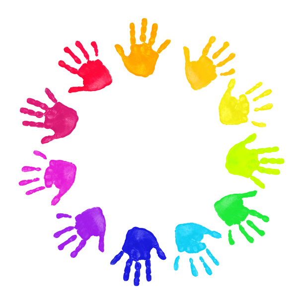 Empreintes de mains colorées
 - Photo, image