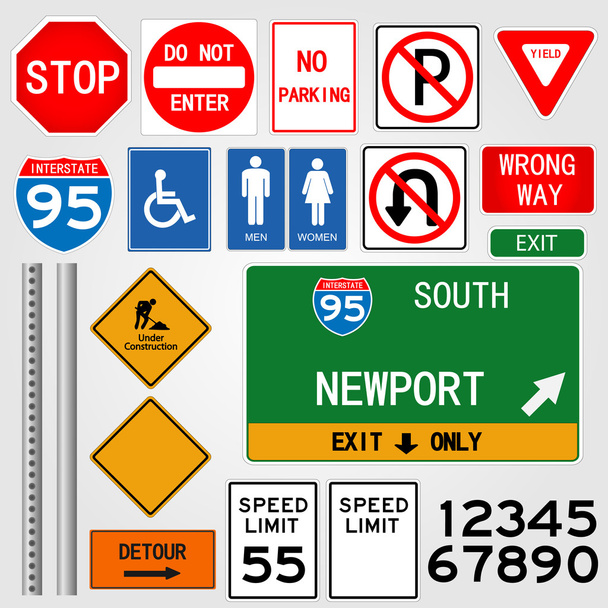 Señales de tráfico Ilustración
 - Vector, Imagen