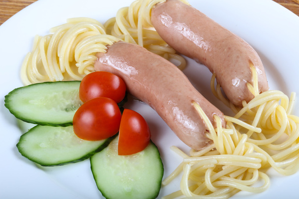 Gyerekek spagetti kolbász - Fotó, kép