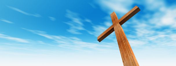 koncepcyjne drewniany krzyż - Zdjęcie, obraz