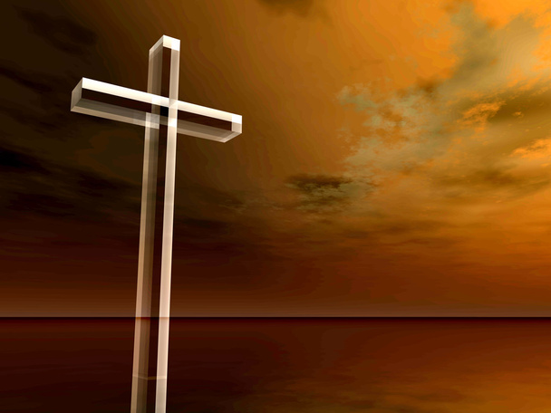 glass cross or religion symbol silhouette - Photo, Image