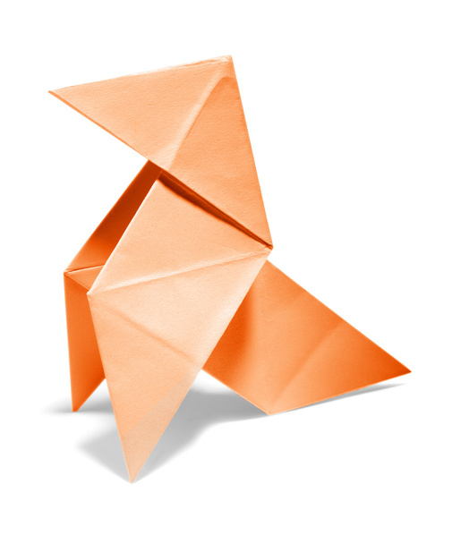 pomarańczowy origami mały ptak - Zdjęcie, obraz