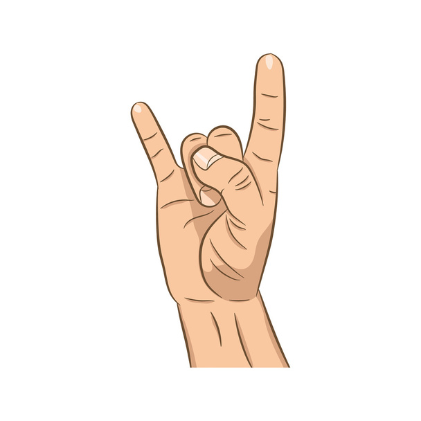 Realistic hand with rock n roll sign - Vector, Image