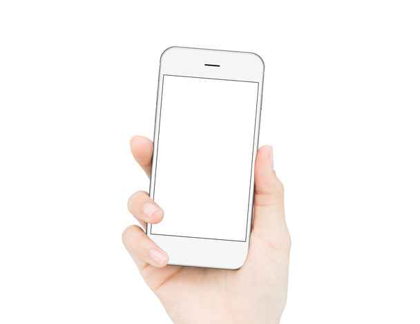 женщина рука держит телефон изолированный клипинг путь внутри изображения DAT
 - Фото, изображение