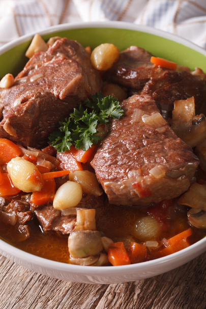 Beef Burgundy close-up in a bowl. vertical - Photo, Image