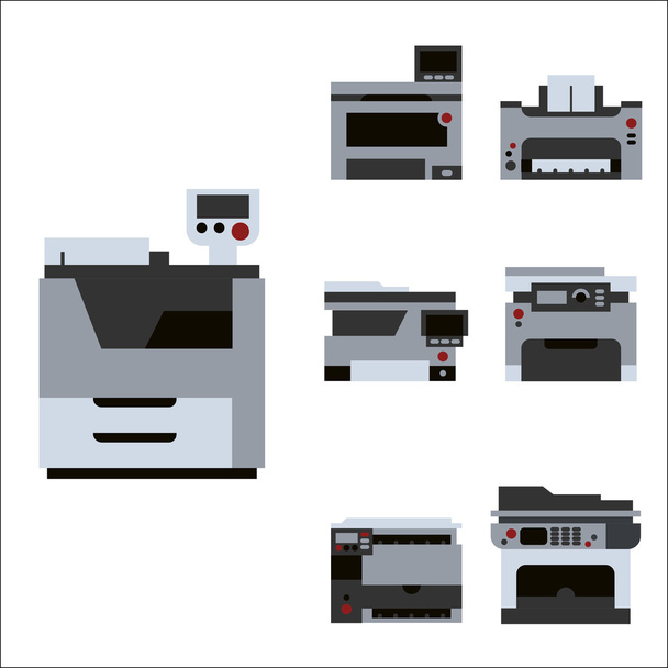Conjunto de ícones vetoriais de impressora
 - Vetor, Imagem