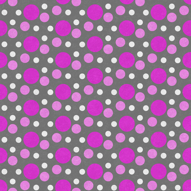 Rózsaszín, fehér és szürke pöttyös minta ismételt mozaikháttér - Fotó, kép