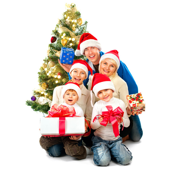 Happy Christmas family with gifts - Photo, Image