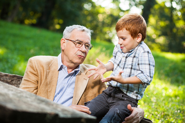 dziadek i wnuk w parku - Zdjęcie, obraz