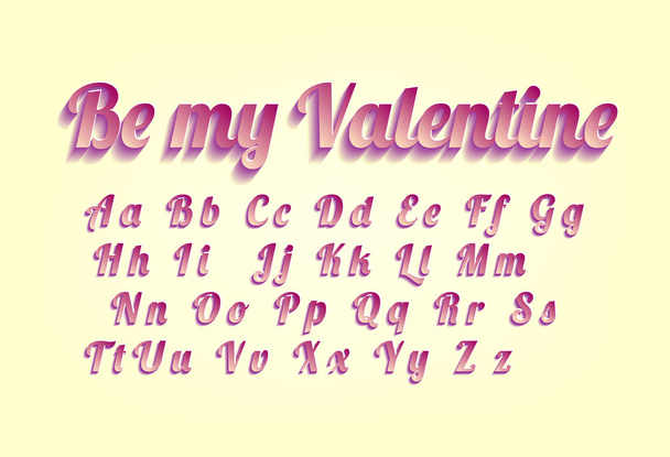 Retro romantické růžové abecedy s velkými písmeny - Vektor, obrázek