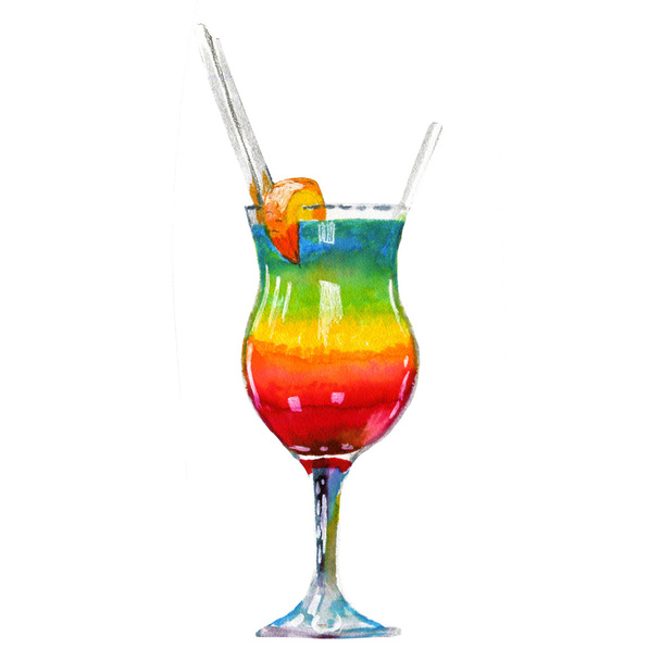 Multi-layered watercolor cocktail - Foto, afbeelding