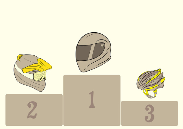 Motorcycle helmets on a pedestal - Vector, Image