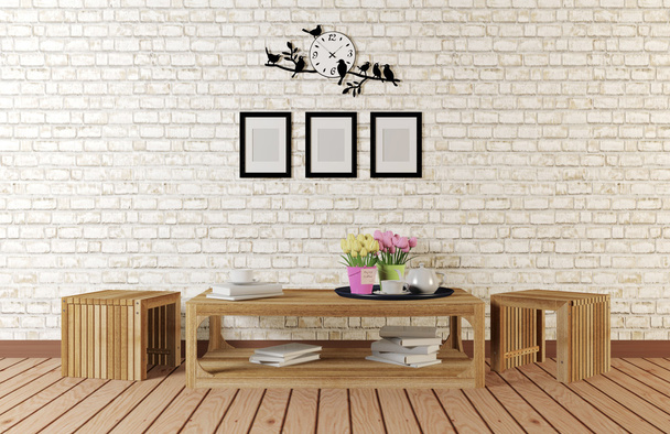 Salle de style minimal avec des meubles simples conçus
 - Photo, image