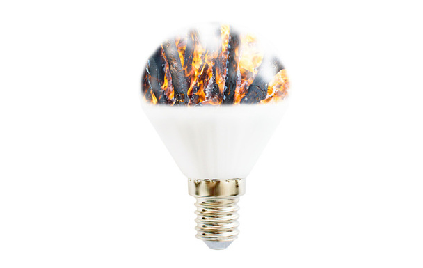 LED λάμπα με μια εικόνα της φωτιάς μέσα - Φωτογραφία, εικόνα