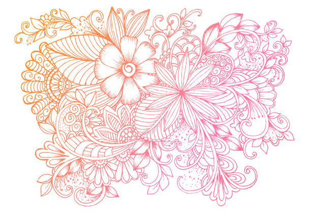 Hand drawing floral doodles - Vector, Image