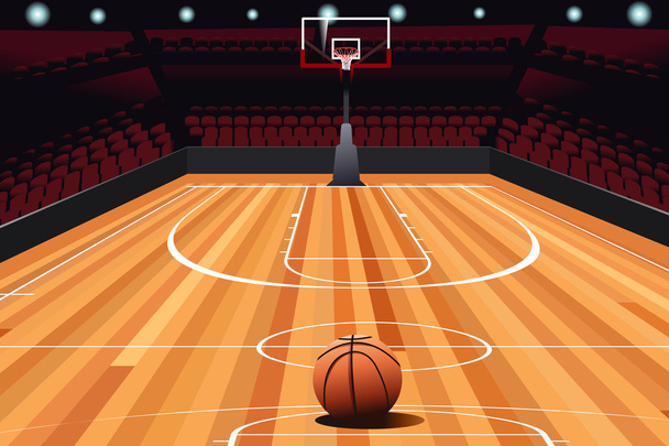 Basketball on Floor - Vector, Image
