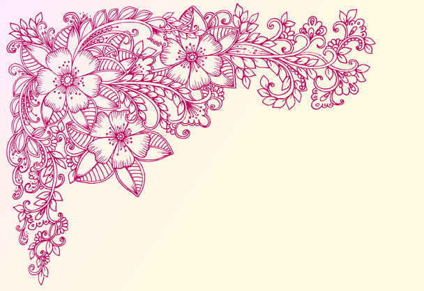 Hand drawing floral doodles - Вектор,изображение