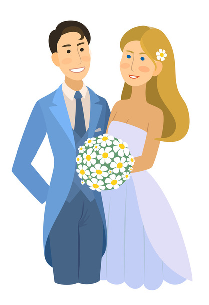 νεονύμφων, γάμος, νύφη και ο γαμπρός, που ασχολούνται ζευγάρι - Διάνυσμα, εικόνα