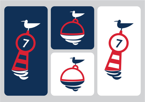 seagull on buoy vector illustration - Vector, Image