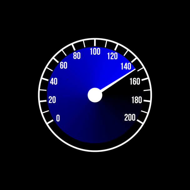 Blue speedometer illustration design on a black background. - Vector, Imagen