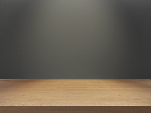 dřevěný stůl s šedou zeď pod Světelný efekt - Fotografie, Obrázek