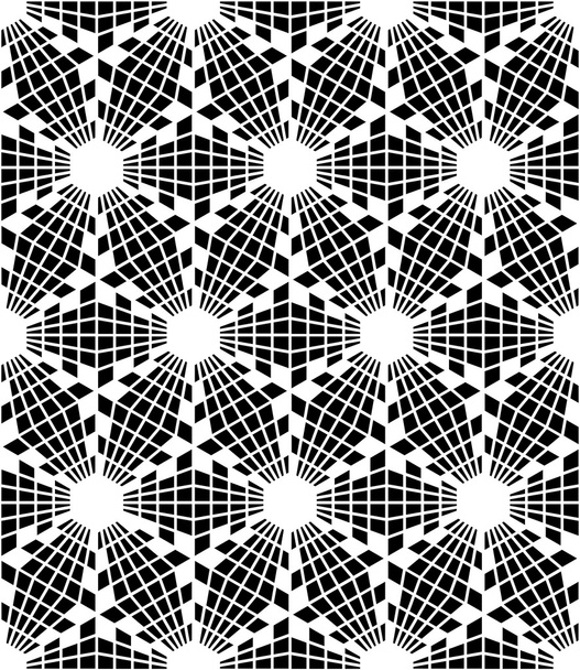 Vektör modern sorunsuz kutsal geometri desen altıgen, siyah ve beyaz soyut geometrik arka plan, yastık yazıcı, tek renkli retro doku, hippi moda tasarımı - Vektör, Görsel