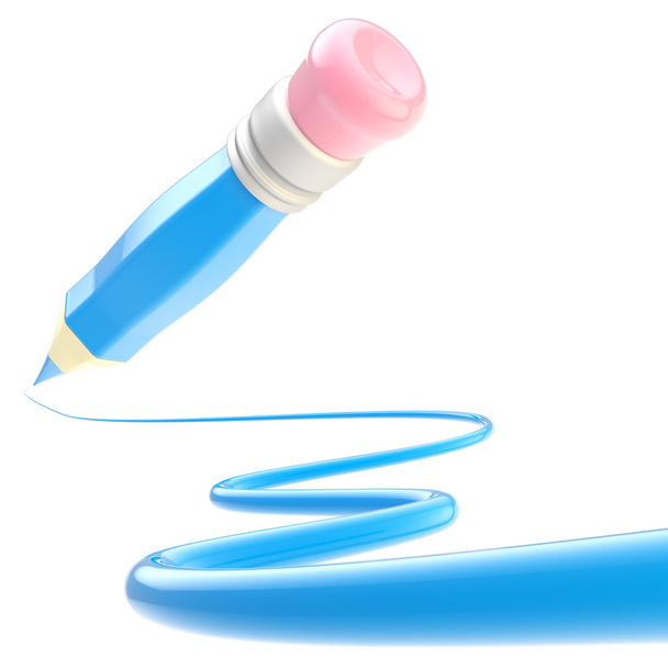 Pencil with the color trace path isolated - Photo, image