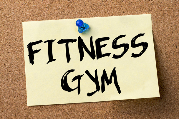 FITNESS GYM - adhesive label pinned on bulletin board - Photo, Image