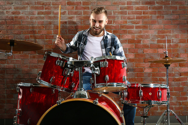 Musician playing drums - Photo, Image