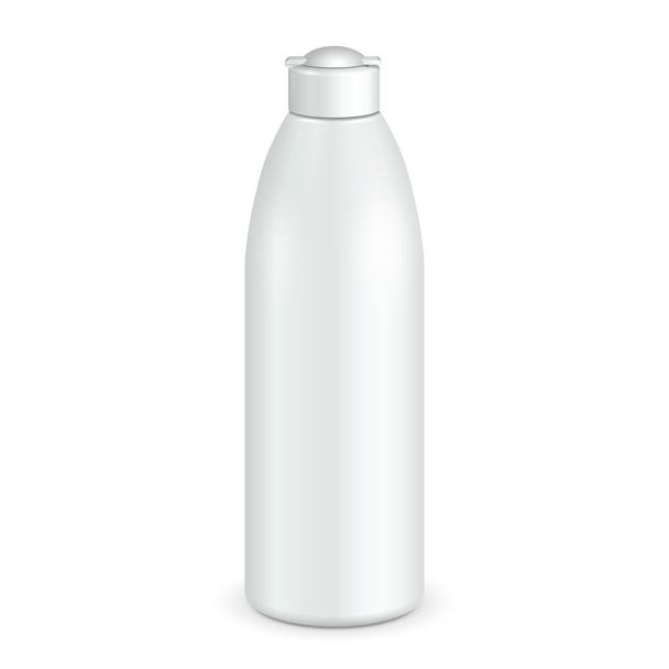 Cosmetic, Hygiene, Medical Grayscale White Plastic Bottle Of Gel, Liquid Soap, Lotion, Cream, Shampoo. Ready For Your Design. Illustration Isolated On White Background. Vector EPS10 - ベクター画像