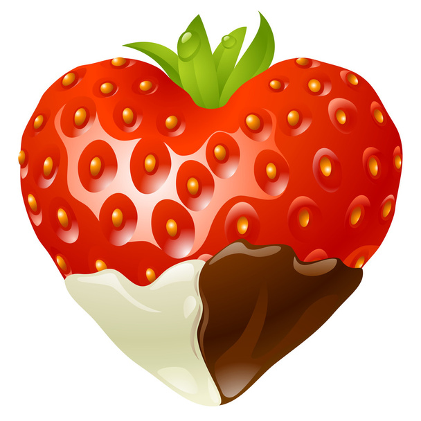 Strawberry in the shape of heart - Vector, afbeelding
