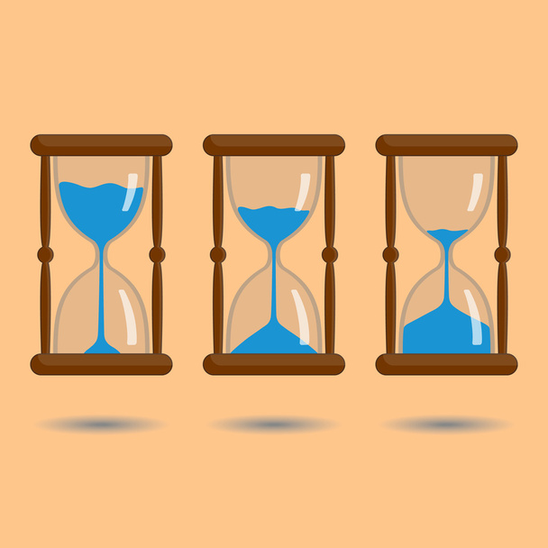 Песочные часы с голубым песком на оранжевом фоне
 - Вектор,изображение