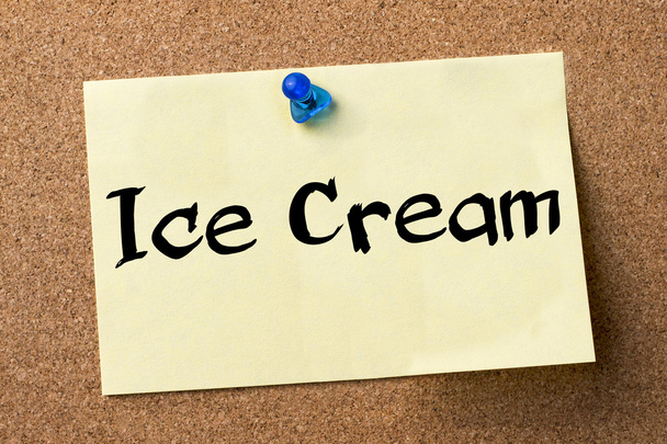 Морозиво - клейка етикетка, закріплена на дошці оголошень
 - Фото, зображення