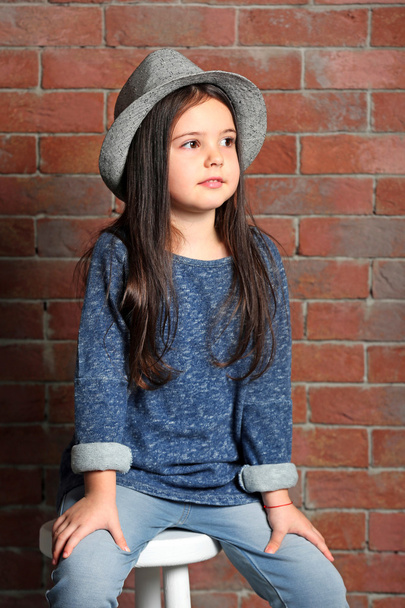 Portrait of little fashion kid girl - Foto, Imagem