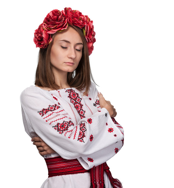Ukrayna Milli takım elbiseli genç kız - Fotoğraf, Görsel