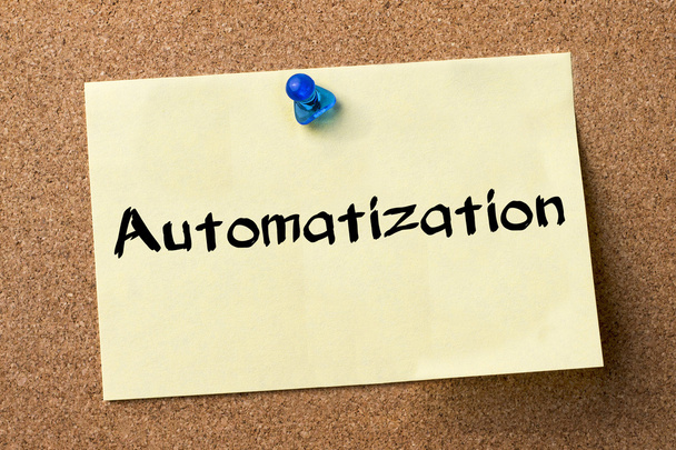 Automatisering - etiket vastgemaakt op prikbord - Foto, afbeelding