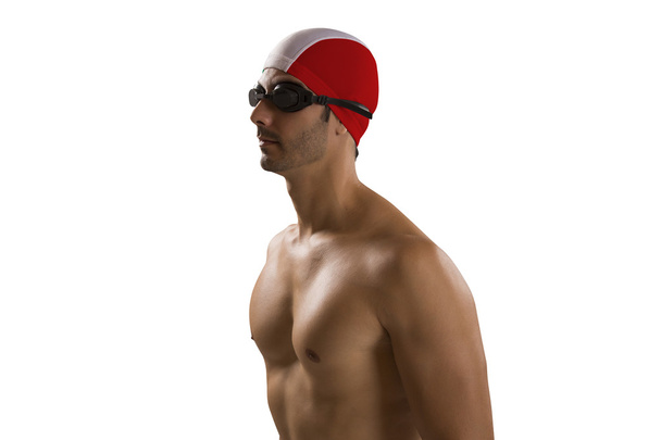  Portrait of man in swimsuit; professional swimmer  with Italian - Fotoğraf, Görsel