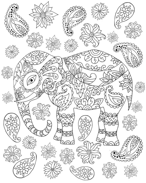Ručně nakreslený Zentangle elephant1 - Vektor, obrázek